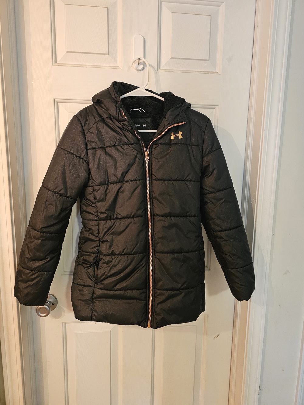 Under Armour Kids Black Quilted Puffer Jacket with Hood
